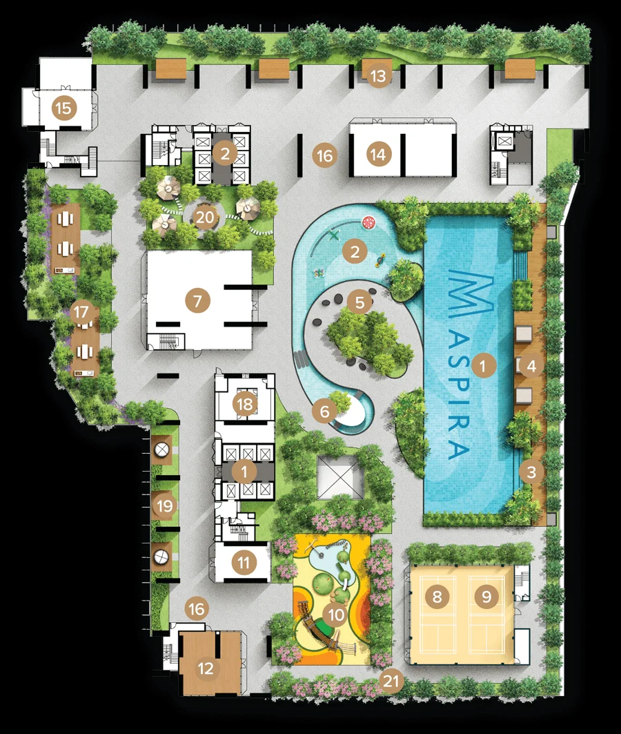 M Aspira Level 13 aerial facilities deck